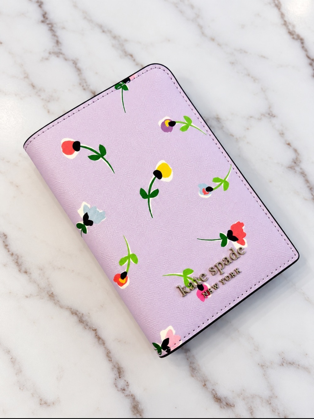 KATE SPADE Lavender Purple Cameron Ditsy Floral Wildflower Passport Cover Holder